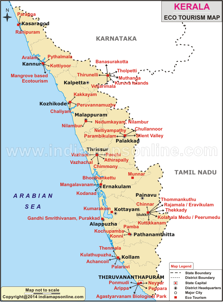 kerala tourism map